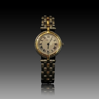 Montre Cartier dame "Panthère Vendome " Or jaune 18k & Acier quartz Vers 1995. Montre Cartier dame "Panthère Vendome " Or jaune 18k & Acier quartz Vers 1995.
