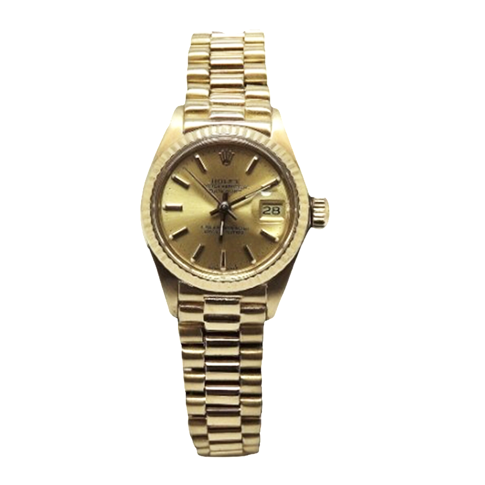 Montre Rolex Oyster Datejust Dame Or 18k Massif de 1978. Cadran jaune. Ref : 6917 .