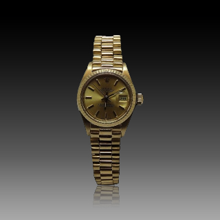 Montre Rolex Oyster Datejust Dame Or 18k Massif de 1978. Cadran jaune. Ref : 6917 .