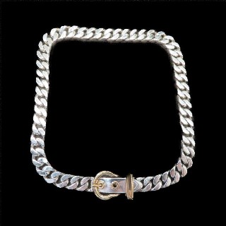 Collier Hermes en or 18K et Argent Maille Sellier. 38 cm