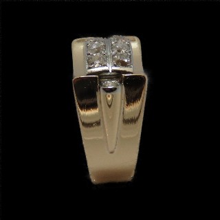 Bague Tank vintage vers 1940 en Or 18K et Platine avec Diamants .