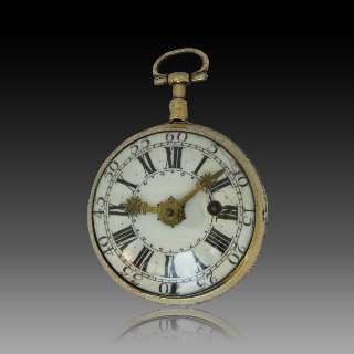 Montre à Gousset Oignon époque 1698 en Vermeil. Signée. Jacques Pourroy.