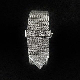 Bracelet Ceinture en or gris 18 Carats massif . Poids : 78.0 Grs