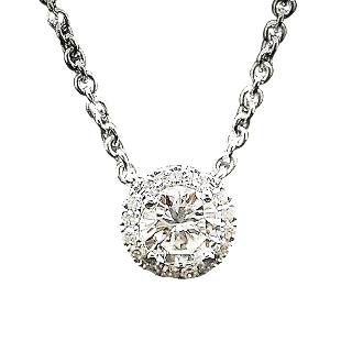 Collier Pendentif avec Diamant de 0.49 Cts H-VVS2  + 0.15 Cts Or 18 Cts. 