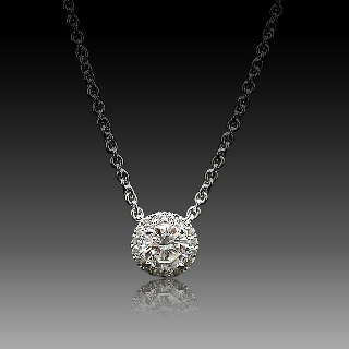 Collier Pendentif avec Diamant de 0.49 Cts H-VVS2  + 0.15 Cts Or 18 Cts. 