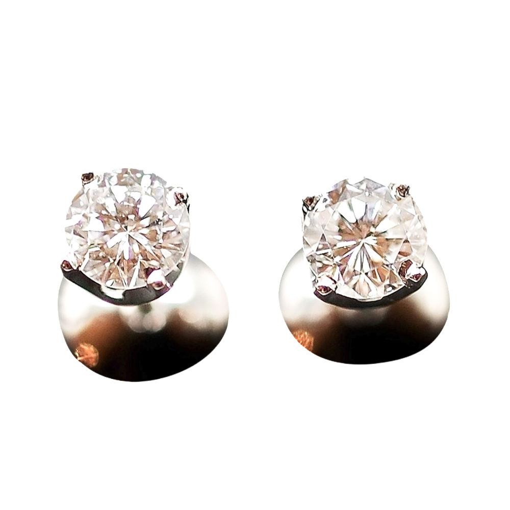 Puces d'oreilles Or gris 18k avec 2 Diamants brillants 0.50 Cts et 0.46 Cts. F et VS2/SI1