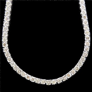 Collier "Rivière" ligne Diamants 15.09 Cts G-VS en Or gris 18k. 45 cm