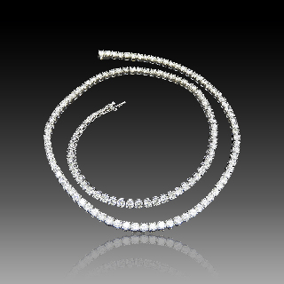 Collier "Rivière" ligne Diamants brillants 15.09 Cts G-VS en Or gris 18k. 45 cm