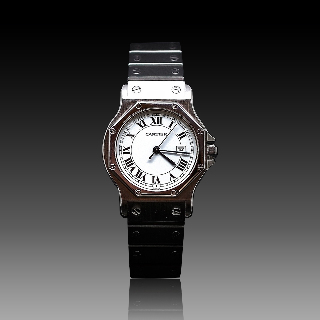 Montre Cartier Homme "Santos" Octogonale en acier Automatique Vers 1985.