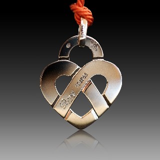  Pendentif Coeur Poiray en or gris 18k "Collection entrelacé" Grand Modèle