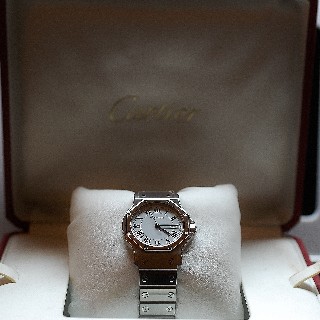 Montre Cartier Homme "Santos" Octogonale en acier Automatique Vers 1985.