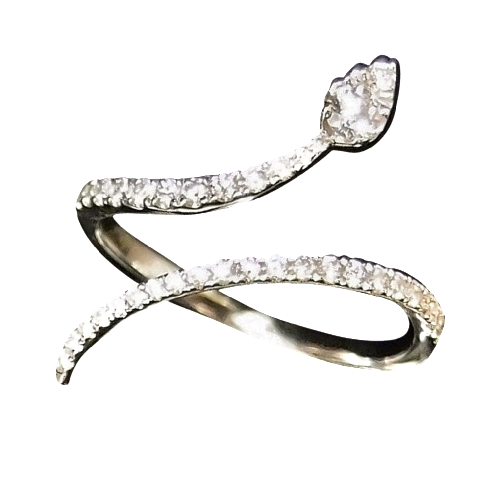 Bague Serpent Or Gris 18k et Diamants brillants. Taille 53