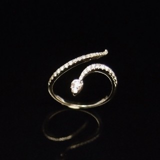 Bague Serpent en Or Gris 18 et Diamants brillants.total 0.33 ct .Taille 53