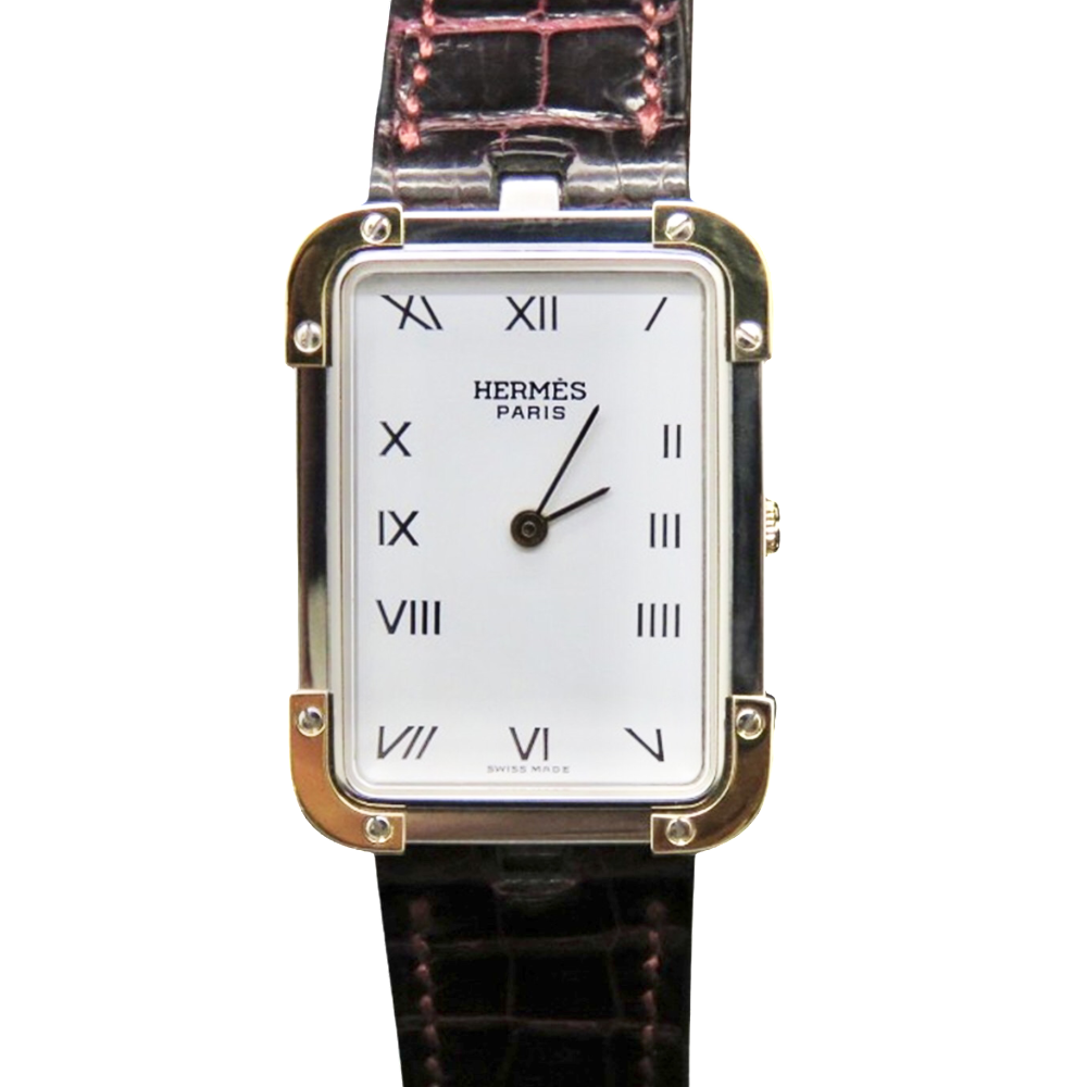 Montre Hermes Mixte "Croisière" Plaqué Or et Acier . Quartz.