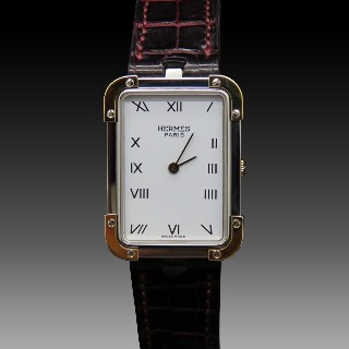 Montre Hermes Mixte "Croisière" Plaqué Or et Acier . Quartz.