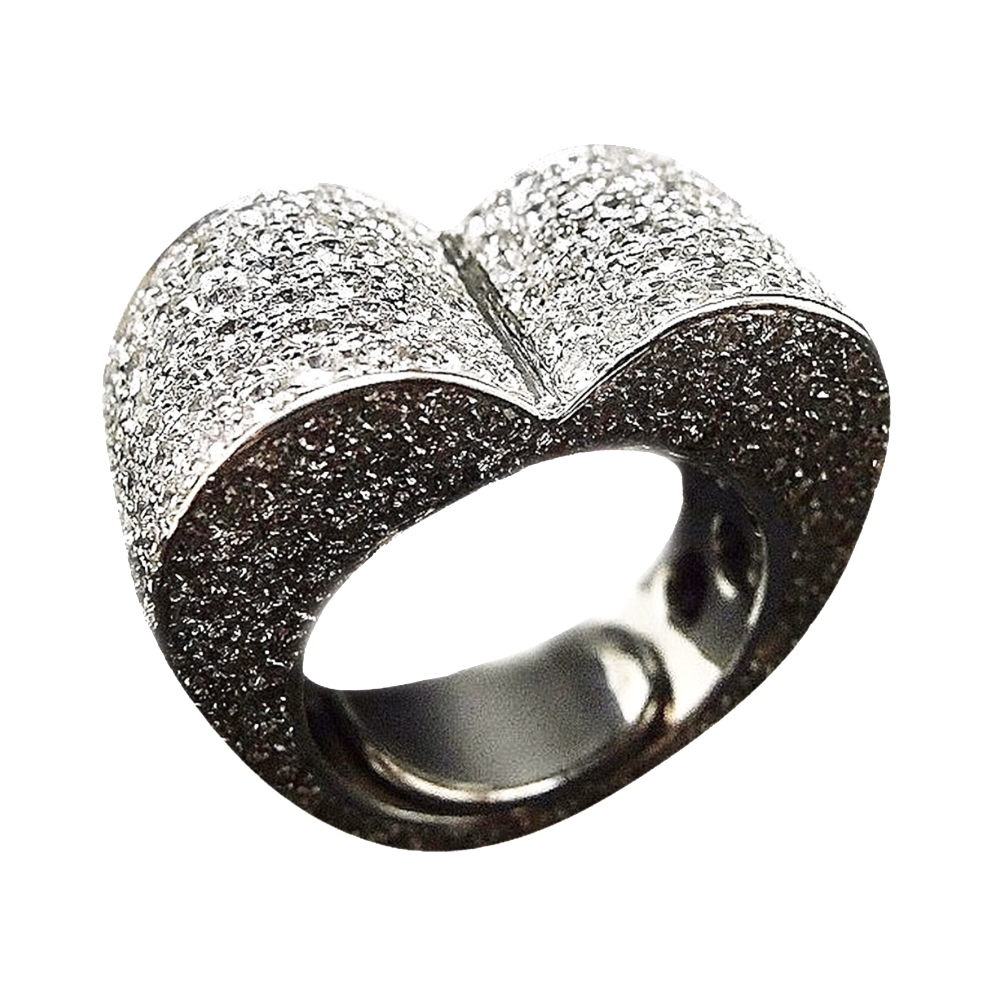 Bague Coeur Or Gris 18 carats  avec 10.0 Cts de Diamants H-VS.