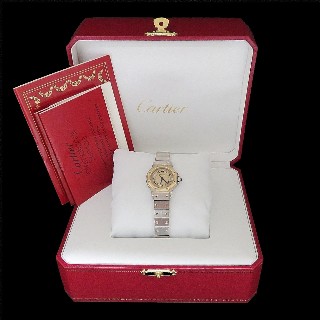 Montre Cartier dame "Santos" Octogonale en or et acier quartz de 1992.