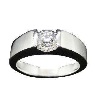 Solitaire en or 18k avec Diamant 0,40 Cts F-VS1 . (GIA) Taille 51.