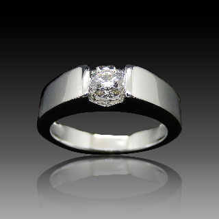 Solitaire en or 18k avec Diamant 0,40 Cts F-VS1 . (GIA) Taille 51.