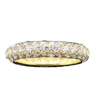 Alliance Chaumet "Full Pavé" or jaune 18k diamants avec 1,80 Cts. F-VVS . taille 50.