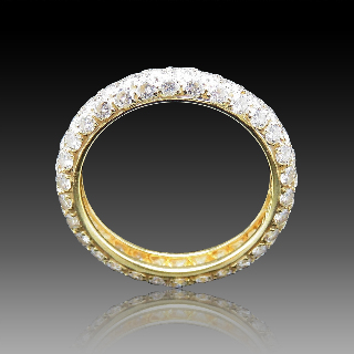 Alliance Chaumet "Full Pavé" or jaune 18k diamants avec 1,80 Cts. F-VVS . taille 50.
