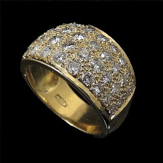 Bague Or Jaune 18K avec 2.0 Cts De Diamants Brillants G-VS. Taille 57