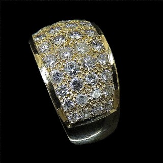 Bague Or Jaune 18K avec 2.0 Cts De Diamants Brillants G-VS. Taille 57