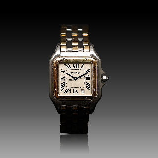 Montre Cartier médium "Panthère" Or 18k 3 rangs et acier quartz Vers 1996.