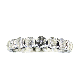 Alliance or gris 18k avec 2.80 Cts de Diamants Brillants G-VS. Taille 59.