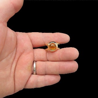 Bague Or Jaune 18K avec Citrine Cabochon. Taille 53.