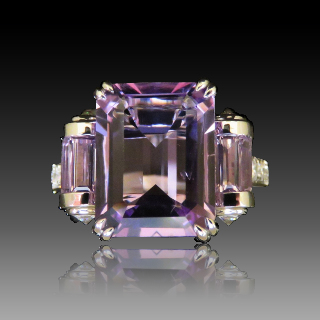  Bague Mauboussin "Couleur baiser" Or gris 18K Améthystes Diamants. Taille 53