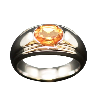 Bague Boucheron "Axelle" Or gris 18k Citrine Ovale .Taille 62