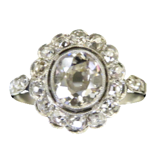 Bague platine vers 1930 avec 1,20 Cts de Diamants . Taille 55