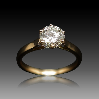 Solitaire Diamant 1.65 Cts L-P1 en Or jaune 18 Cts . Taille 58.