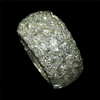 Bague Jonc Or gris 18K Avec 4,5 Cts De Diamants taille ancienne G-VS. 