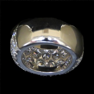 Bague Jonc Or gris 18K Avec 4,5 Cts De Diamants taille ancienne G-VS. 