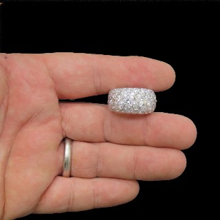 Bague Jonc Or gris 18K Avec 4,5 Cts De Diamants taille ancienne G-VS. 