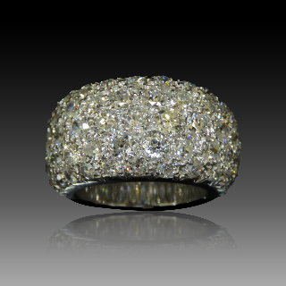 Bague Jonc Or gris 18K Avec 4,5 Cts De Diamants taille ancienne G-VS. 