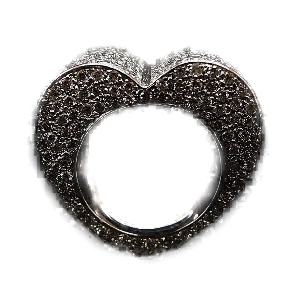Bague Bandeau En Or Gris 18 Carats Avec 10 Diamants - Taille 49/50 - Occasion (Très Peu Portée)