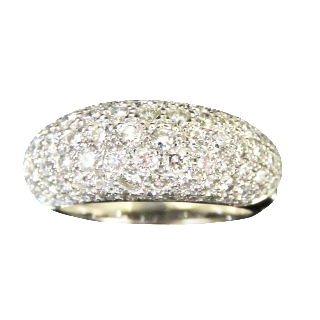 Bague Jonc Or gris 18K avec 2,0 Cts de diamants taille brillant G-VS. 