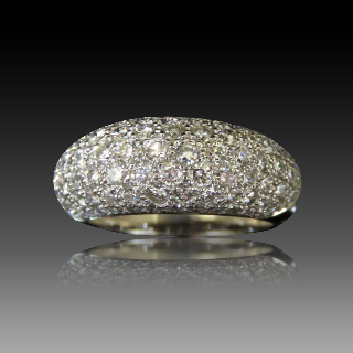 Bague Jonc Or gris 18K avec 2,0 Cts de diamants taille brillant G-VS. 