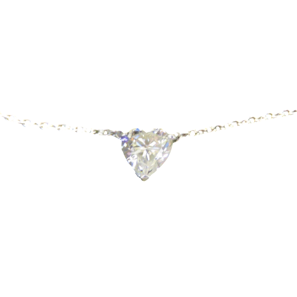 Collier Pendentif or 18K Diamant Coeur de 0,47 Cts H-VS2 .