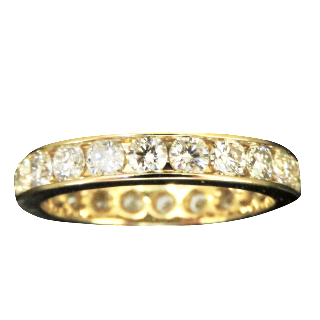 Alliance or jaune 18k avec 1.98 Cts de Diamants Brillants H-SI. Taille 55.