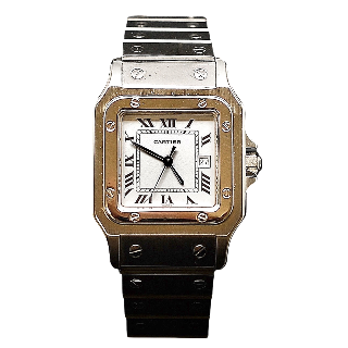 Montre Cartier Homme "Santos" Rectangulaire en acier Automatique Vers 1990.