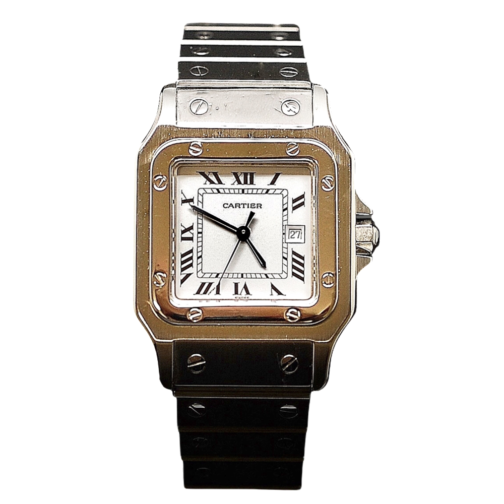 Montre Cartier Homme "Santos" Rectangulaire en acier Automatique Vers 1990.