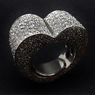 Bague Coeur Or Gris 18k avec 10 Cts de Diamants H-VS.