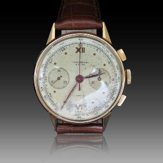 Montre Nadac Vintage Chronographe Or rose 18k mécanique Vers 1945.