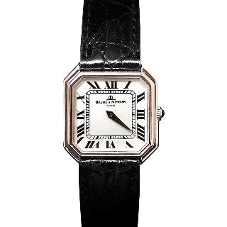 Montre Baume & Mercier Homme "Square" Or gris 18k Vers 1970-1975 Mécanique  