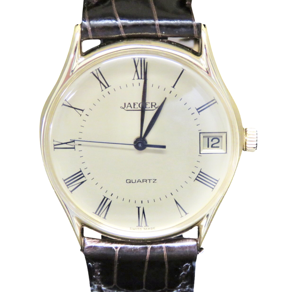 Montre Jaeger Vintage Ronde en Or jaune 18k Quartz Vers 1990