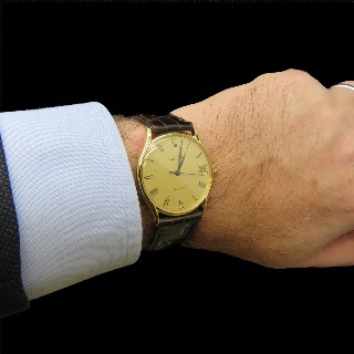 Montre Jaeger Vintage Ronde en Or jaune 18k Quartz Vers 1990